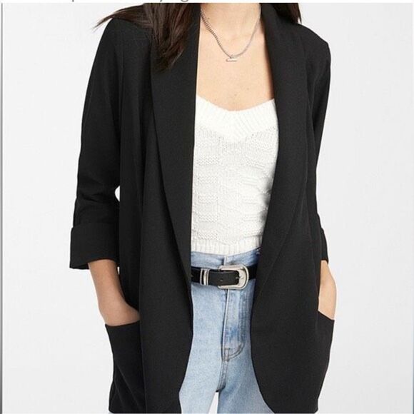 Daniel Rainn‎ Open Front Jacket Longline Blazer INDIGO Size Small Stitch Fix NWT - Picture 3 of 5